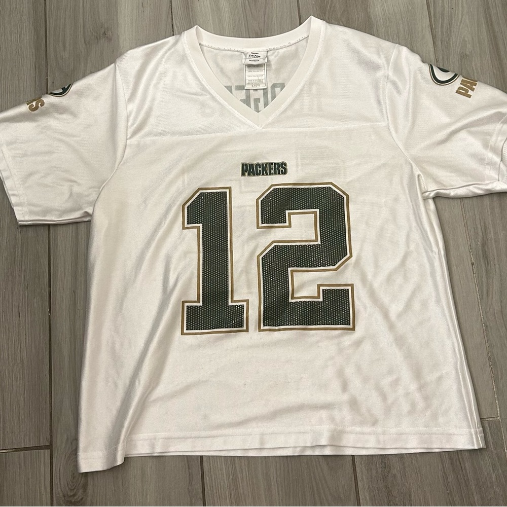 NFL White and Green Short Sleeve Tee